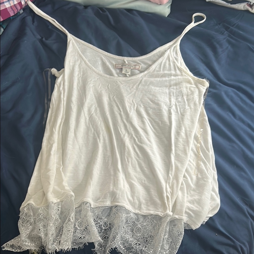 Adam Levine Collection Cream Asymmetrical Ruffled Camisole